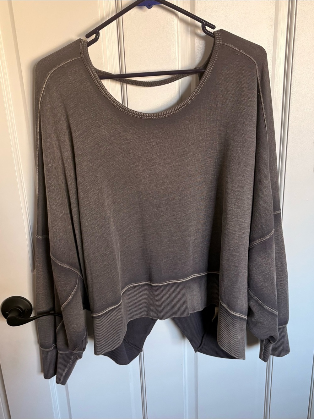 Free People My Time Open Back Cross Back Long Sleeve Slouchy Top BOHO